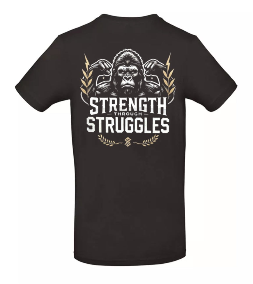Strength Through Struggles Heren T-Shirt - Power Edition  (Goud/Witte & Gouden logo's