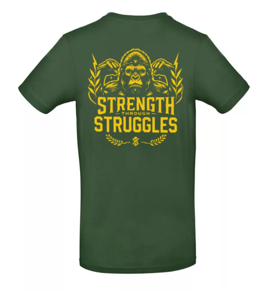 Strength Through Struggles Heren T-Shirt - Power Edition  (Goud/Witte & Gouden logo's