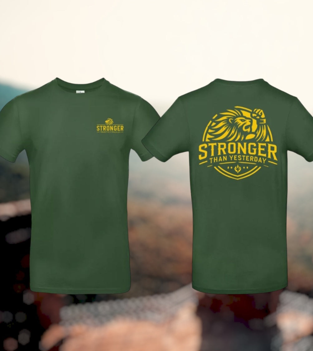Stronger Than Yesterday T-Shirt - Power Edition  (Gouden logo's)