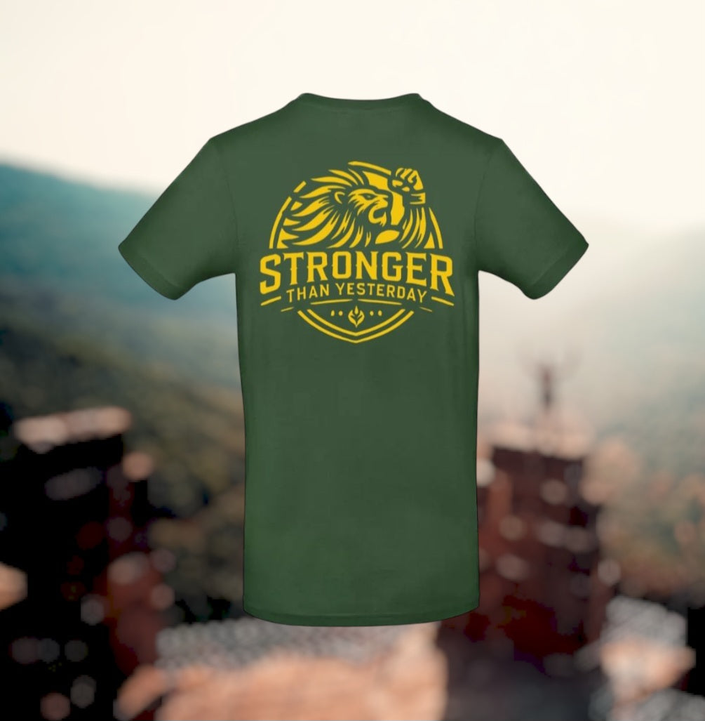 Stronger Than Yesterday T-Shirt - Power Edition  (Gouden logo's)