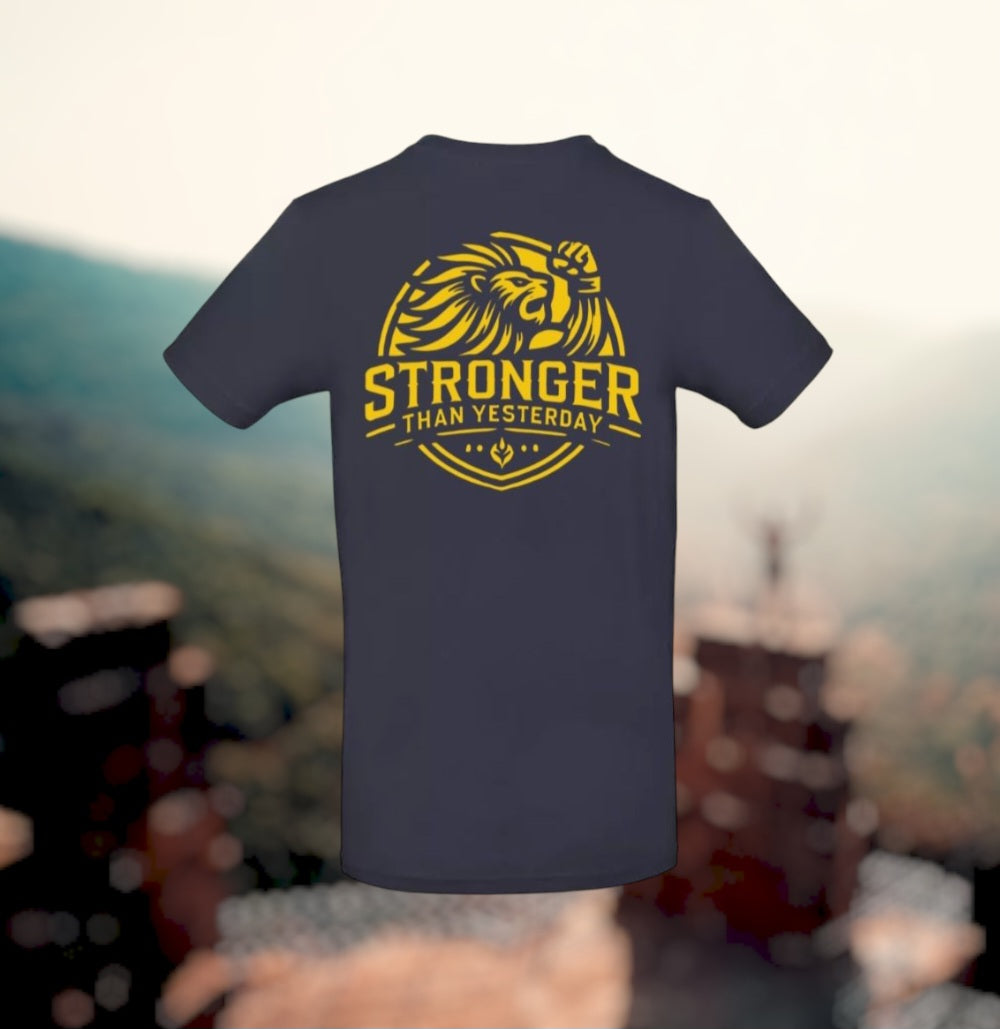 Stronger Than Yesterday T-Shirt - Power Edition  (Gouden logo's)